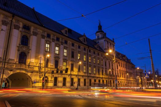 University of Wrocław at night. Wroclaw, Lower Silesian, Poland.