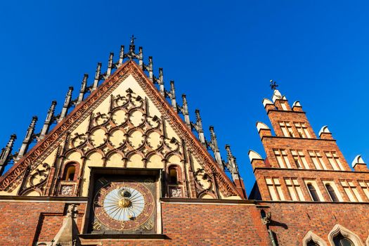 Wroclaw City Hall on Market Square. Wroclaw, Lower Silesian, Poland.