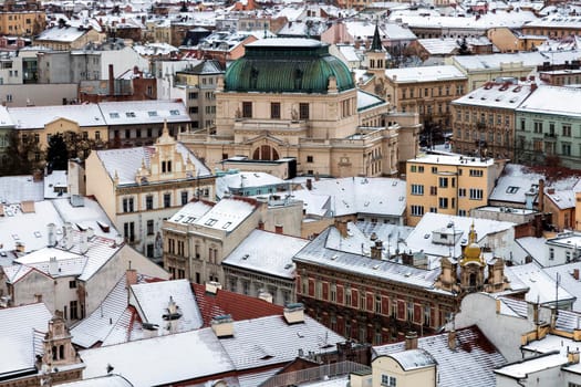 Pilsen panorama - aerial photo. Pilsen, Bohemia, Czech Republic.