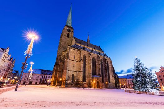 St. Bartholomew Cathedral in Pilsen. Pilsen, Bohemia, Czech Republic.
