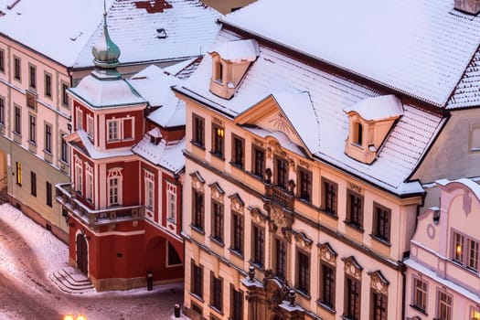 Winter on Main Square in Hradec Kralove, Bohemia, Czech Republic.