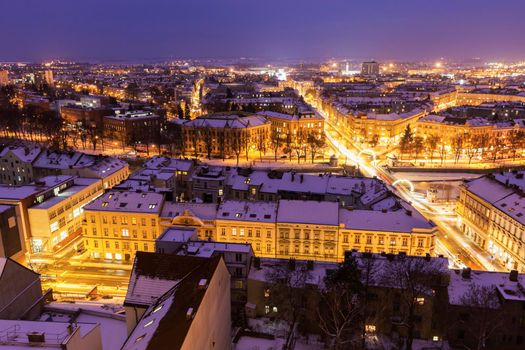 Winter panorama of Hradec Kralove. Hradec Kralove, Bohemia, Czech Republic.
