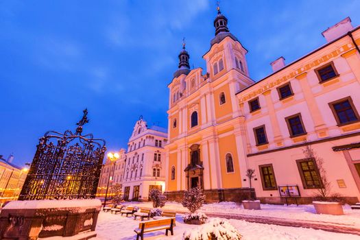 Virgin Mary Assumption Church on Main Square in Hradec Kralove. Hradec Kralove, Bohemia, Czech Republic.