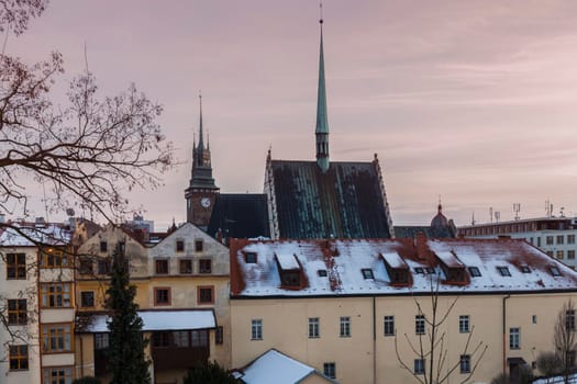 St. Bartholomew Church and Green Tower in Pardubice. Pardubice, Bohemia, Czech Republic.