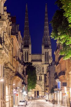 Saint Andre Cathedral on Place Pey-Berland in Bordeaux . Bordeaux, Nouvelle-Aquitaine, France.