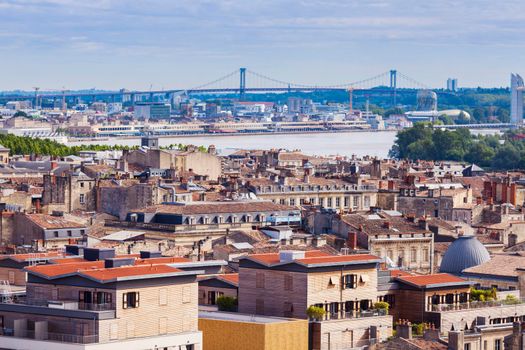 Aerial panorama of Bordeaux. Bordeaux, Nouvelle-Aquitaine, France.