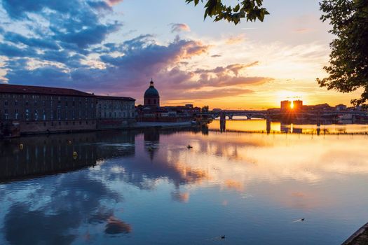 Architecture of Toulouse at sunset. Toulouse, Occitanie, France.