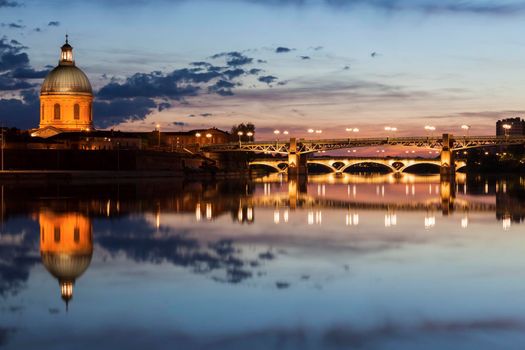 Hospital of La Grave and Pont Saint Pierre in Toulouse. Toulouse, Occitanie, France.