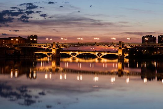 Saint Pierre and Catalans Bridges in Toulouse. Toulouse, Occitanie, France.