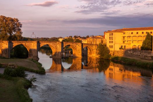 The Old Bridge in Carcassonne. Carcassonne, Occitanie, France.