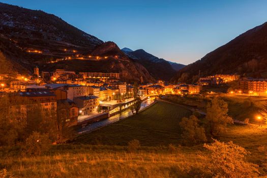 Panorama of Canillo at dawn. Canillo, Andorra.
