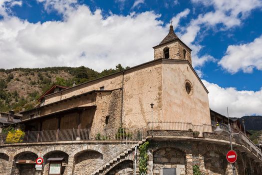 Church in Ordino seen afternoon. Ordino, Andorra.