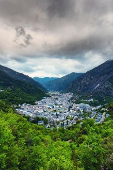 Cloudy day in Andorra la Vella. Andorra la Vella, Andorra.