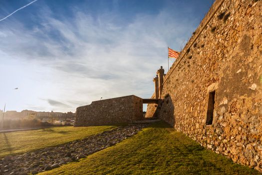 Fort of Sant Jordi in Tarragona seen at sunset. Tarragona, Catalonia, Spain.