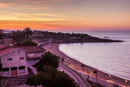 Architecture of Tarragona at sunset. Tarragona, Catalonia, Spain.