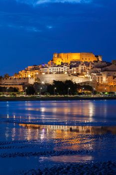 Peniscola panorama at dawn. Peniscola, Valencian Community, Spain.