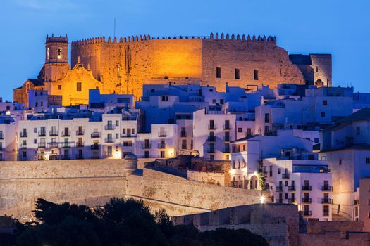 Peniscola panorama at dawn. Peniscola, Valencian Community, Spain.