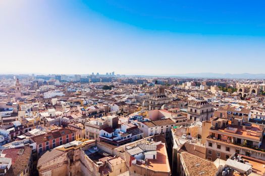 Architecture of Valencia - aerial photo of the city. Valencia, Valencian Community, Spain.