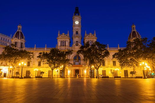 Valencia City Hall on Plaza del Ayuntamiento in Valencia. Valencia, Valencian Community, Spain.