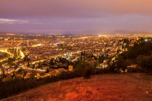 Panorama of Granada at sunset. Granada, Andalusia, Spain.