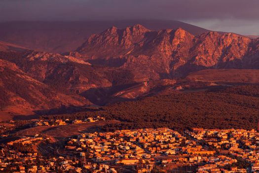 Panorama of Granada and Sierra Nevada National Park. Granada, Andalusia, Spain.