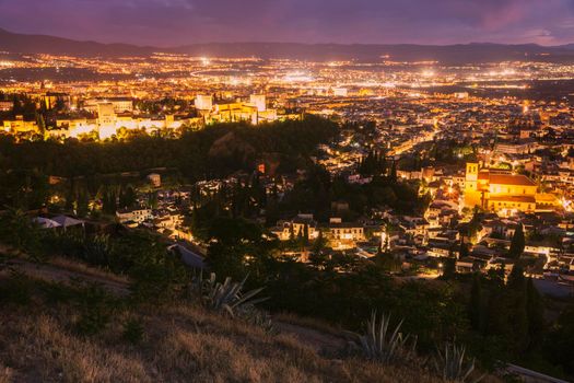 Panorama of Granada at sunset. Granada, Andalusia, Spain.