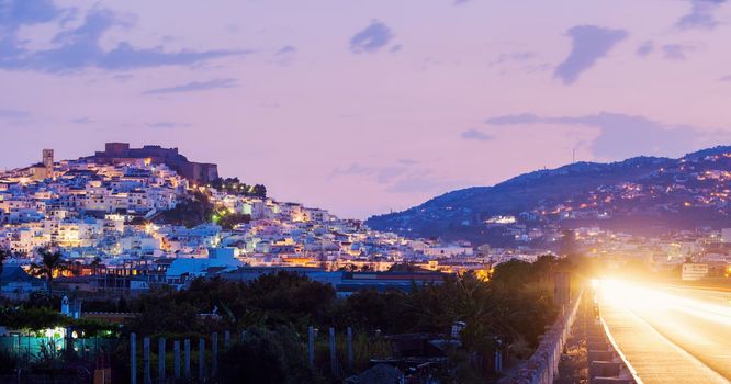 Architecture of Salobrena seen at sunset. Salobrena, Andalusia, Spain.
