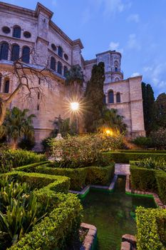 Malaga Cathedral at night. Malaga, Andalusia, Spain.