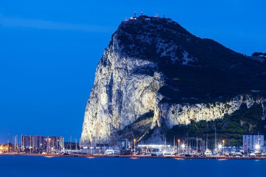 Panorama of Gibraltar seen from La Linea de la Concepcion. La Linea de la Concepcion, Andalusia, Spain.