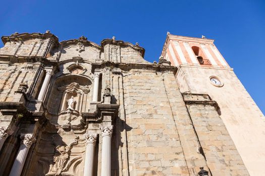 Church in Tarifa and blue sky. Tarifa, Andalusia, Spain.