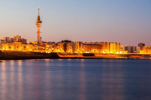 Panorama of Cadiz at dawn. Cadiz, Andalusia, Spain.