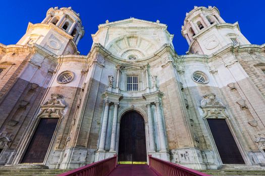 Cathedral de Cadiz at night. Cadiz, Andalusia, Spain.
