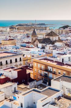 Aerial panorama of Cadiz. Cadiz, Andalusia, Spain.