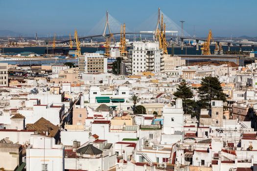 Aerial panorama of Cadiz. Cadiz, Andalusia, Spain.