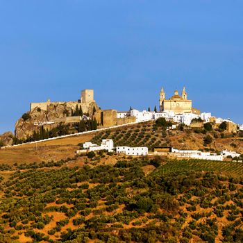 Olvera Castle and Parish of Our Lady of the Incarnation. Olvera, Andalusia, Spain.