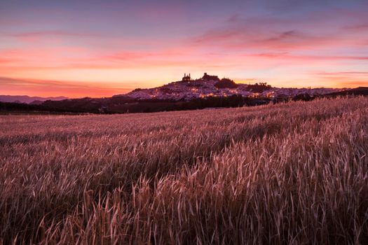 Olvera panorama at sunset. Olvera, Andalusia, Spain.