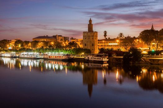 Golden Tower in Seville. Seville, Andalusia, Spain.
