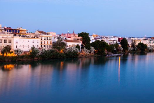 Architecture of Seville along Guadalquivir River. Seville, Andalusia, Spain.