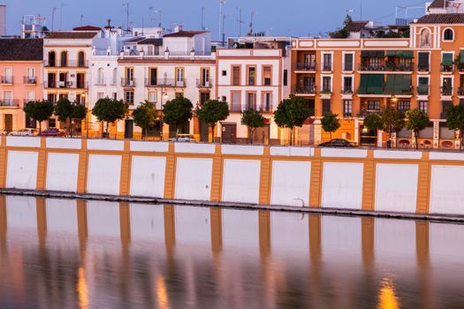 Architecture of Seville along Guadalquivir River. Seville, Andalusia, Spain.