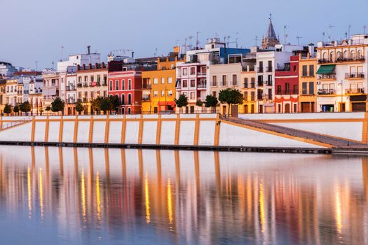 Architecture of Seville along Guadalquivir River. Seville, Andalusia, Spain.