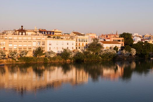 Architecture of Seville along Guadalquivir River. Seville, Andalusia, Spain.