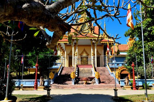 View of the modern Ek Phnom temple, Battambang, Cambodia