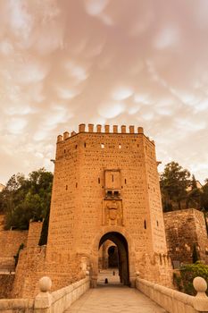 Mammatus clouds over Alcantara Bridge in Toledo. Toledo, Castileâ??La Mancha, Spain.