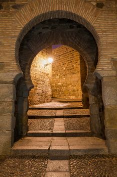 Old Town gate in Toledo. Toledo, Castile La Mancha, Spain.