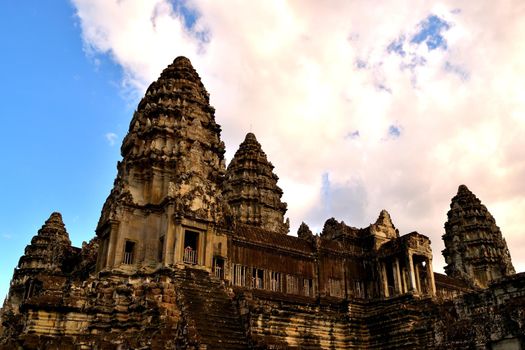 View of the temple from the beautiful temple of Angkor Wat, Cambodia