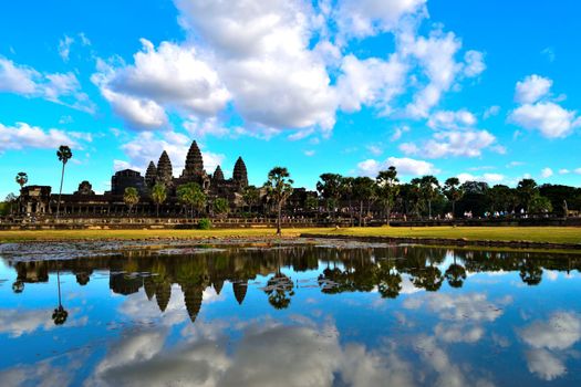 View of the temple from the beautiful temple of Angkor Wat, Cambodia