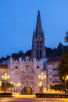 Arco de Santa Maria and Burgos Cathedral. Burgos, Castile and Leon, Spain.