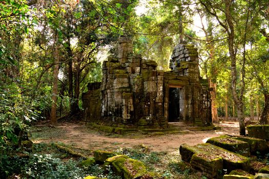 View of a beautiful temple in the Angkor complex, Cambodia