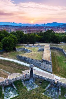 Panorama of Pamplona at sunset. Pamplona, Navarre, Spain.