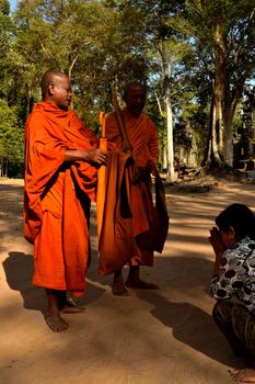 January 3rd 2017, Cambodia: Blessing of Buddhist monks in the Angkor complex